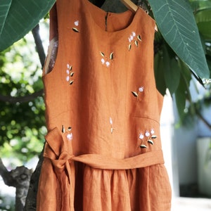 Embroidered linen dress for women, floral embroidery dress, handmade dress, tinythingsmadeuhappy