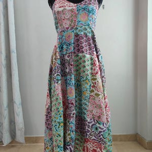 Handmade Flower Patchwork Dress, Assorted Vintage hand sewing floral patchwork summer women dress Pocket, Comfort Wear, Daily Etsy's Pick