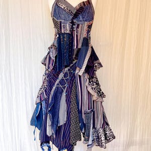 Vintage Juju Christine Patchwork Hippie Flower Shabby Chic Cotton Summer Outfit Set Dress Size M